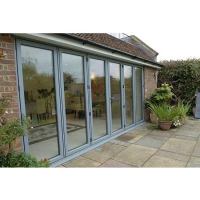 China Aluminum Folding Doors Waterproof Interior Soundproof Patio Double Glass Balcony for sale