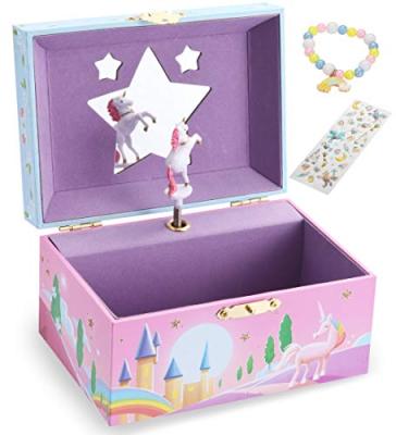 China Luxury Eco Girls Necklace Box Cardboard Ballerina Dance Music Box Unicorn Musical Box Elegant Paper Ring Box Jewelry for sale