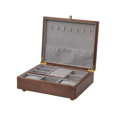 China Eco Black Walnut Jewelry Box Necklace Set Necklace Earrings Rings Display Box Table Top Dresser Storage Box Jewelry Organizer for sale