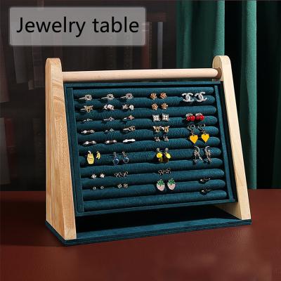 China Luxury New Ring Display Frame Necklace Box Handmade Solid Wood Ring Box Earring Frame Luxury Jewelry Counter Props Wholesale for sale