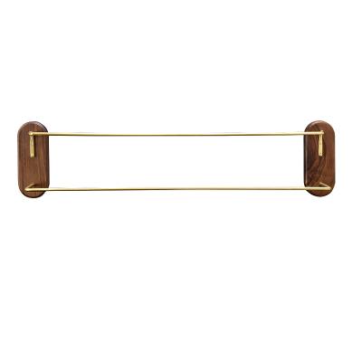 China Modern Natural Wood Wall Racks With Hooks Brass Organizer Hotel Barber Towel Racks Clothes Racks Bathroom Kitchen for sale