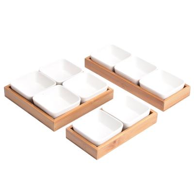 China Viable Storage Box Bamboo Ceramic Bowl Wooden Fruit Bowl Container Snack Tray Fruit Bowl Casual Snacks for sale