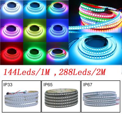 China WS2812B Hotel WS2812B LED Strip White DC 5V Black PCB Smart Pixel WS2812 IC 144 LED RGB 50CM 1M 2M White Smart Bar 17Key for sale