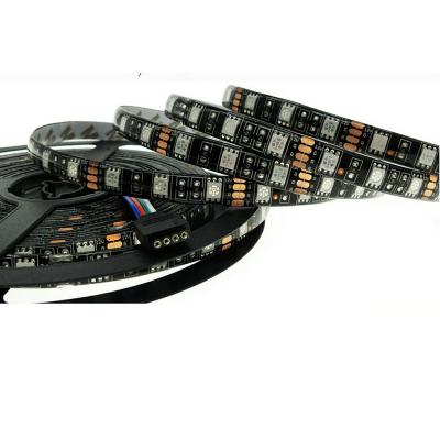 China Garden smd led with black pcb board flexible led strip rgb 5050 led strip waterproof 5m/roll for sale