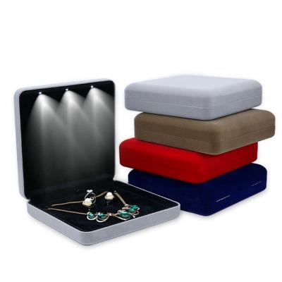 China Custom Logo Factory Direct Wholesale Big Storage Box LED Light Ring Earring Necklace Jewelery Gift Display Storage Case for sale