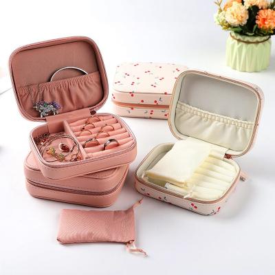 China Portable Leather Earrings Ring Jewelry Storage Case Organizer Wholesale PU Necklace Bracelet Jewelry Storage for sale