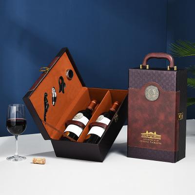 China Luxury Spirit Champagne Brandy Liquor Display Storage Case PU Red Wine Stock Factory Wholesale Beverage Gift Leather Packaging Box for sale