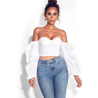 China Anti-pilling shopping 2022 for sexy clothing online spring off the shoulder backless fashionable new woman long sleeve crop top for sale