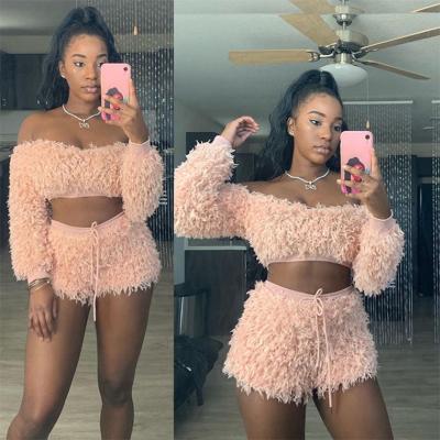 China Wholesale Fashionable New Fashionable Spring Sleeve Strapless Short Sexy Women Workout Long Sleeve Workout 2 Piece Set for sale