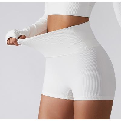 China 2022 Breathable Woman Clothes Stretch New Tummy Exercise And Fitness Seamless Waisted High Tuck Yoga Shorts For Women for sale