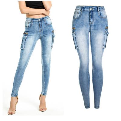 China New Fashion Breathable Women's Casual Wear Mid Waist Pocket Slim Skinny Plus Size Wholesale Jeans For Women for sale