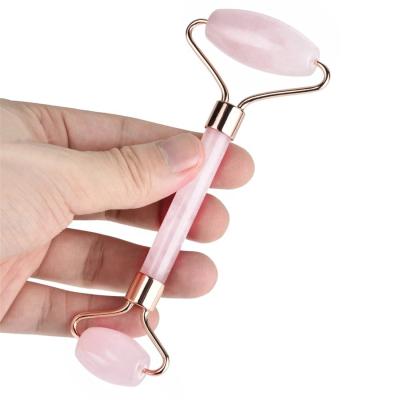 China Natural Rose Quartz Jade Roller and Gua Sha Skin Rejuvenation Set Facial Massager Jade Stone Massage Face Lifting Body Beauty Tool for sale