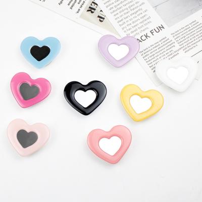 China Adjustable Acrylic Promotional Gift Phone Grip Holder Heart 360 Rotation Phone Mirror Holder Custom LOGO for sale