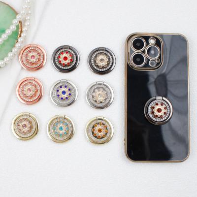 China Waterproof Diamond Jewel Ring Buckle Metal Ring Folding Stand Rotating Mobile Phone Stand Suitable for Huawei iPhone 14 for sale