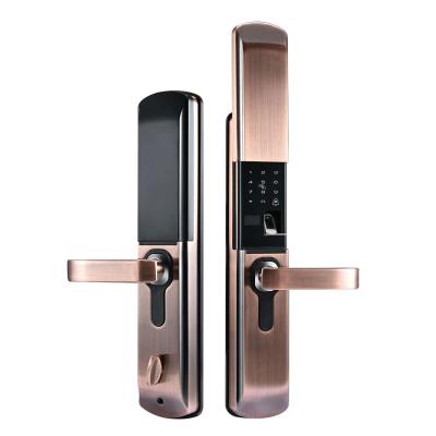 China 6068 aluminum alloy lock body fingerprint apartment door lock password and IC card to open with touch keypad for sale