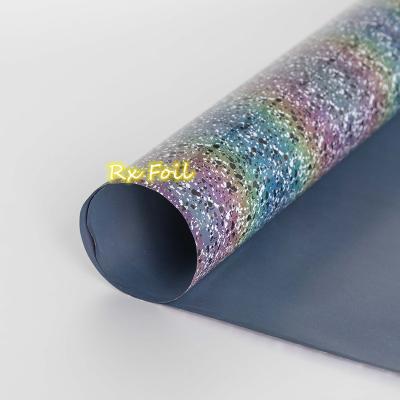 China apparel RFL012-p PU htv vinyl easy roll rainbow weed reflective heat transfer for textile for sale