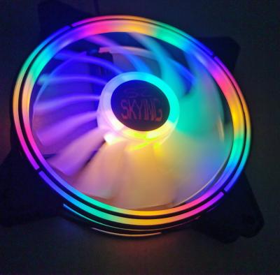 China Computer Case SKCC0012 Colorful Dual Rings Fan Interior External Lighting For Gaming PC Computer Fan 4 Pin 120mm Fans for sale