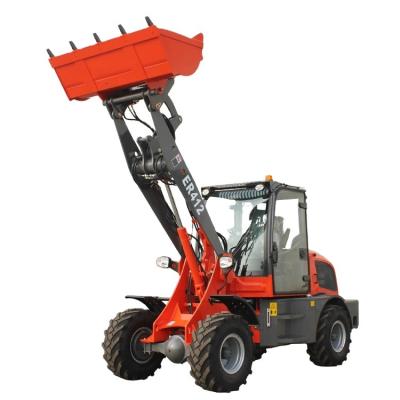 China Building Material Stores Everun Front End Agricultural Excavator Bucket Wheel Loader Compact Mini ER412 1200kg With Fork For Sale for sale