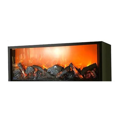 China Gorgeous European Style Faux Flame Gold Wood Carving Electric Fireplace for Home Hotel for sale