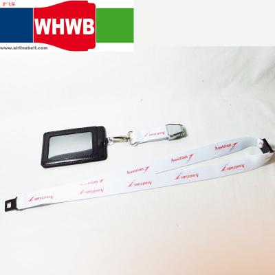 China Polyester Austrian Airlines Aircraft Seat Belt Buckle Polyester Lanyard Pilot ID Card Holder Boarding Pass String Lanyards for sale