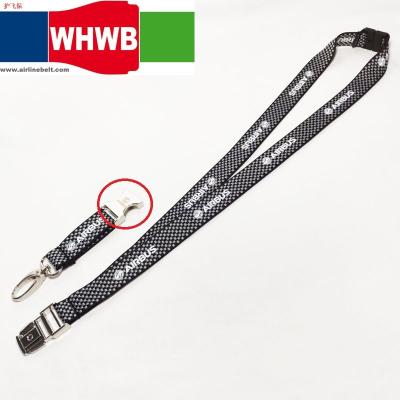 China Polyester Airbus Boeing Airlines Airplane Safety Seat Belt Buckle Polyester Lanyard Custom Logo ID Card Holder Neck Strap String Lanyards for sale