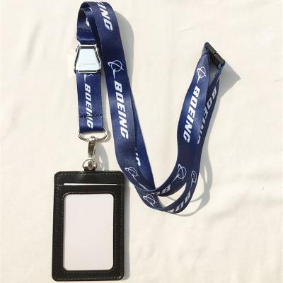 China Polyester Boeing Airlines Pilot Craft ID Card Holder Lanyard Airplane Seat Belt Buckle Polyester Neck Strap Boarding Pass String Lanyards for sale