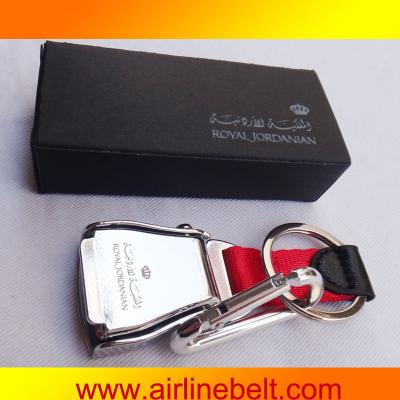 China Custom Metal Royal Jordanian Airlines Airplane Safety Seat Belt Buckle Key Chain Key Ring For Car Interior Key Accessories Gift for sale