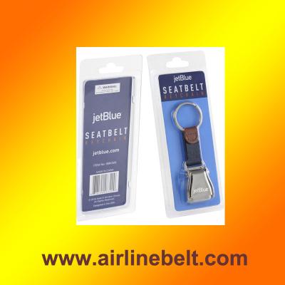 China Jetblue Custom Airplane Airline Airplane Safety Metal-Air Flat Buckle Seat Belt Key Chain Key Ring For Interior Key Car Accessories Gift for sale