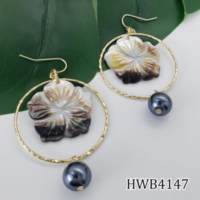 China Hawaiian jewelry 18k gold shell abalone earrings big circle jewelry casual/sporty Hawaiian seastar turtle earrings for sale