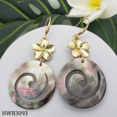 China Large Hawaiian Seawave Shell Abalone Earrings Jewelry Gold Jewelry Flower Earrings Wholesale Hawaiian Casual/Sporty Turtle for sale