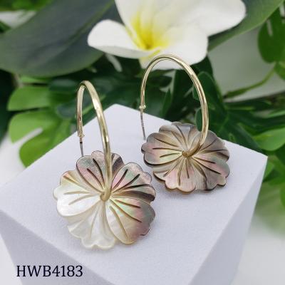 China Hawaiian Jewelry Gold Shell Abalone Earrings Jewelery 18k Gold Earrings Hawaiian Casual/Sporty Monstera Fancy Earrings for sale