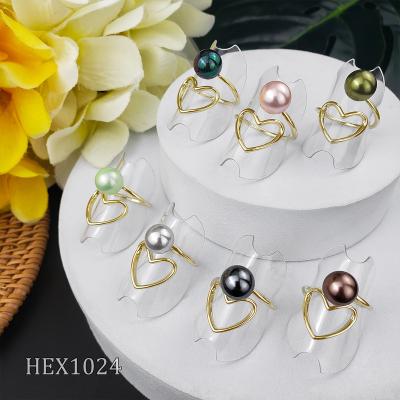 China Casual / Sporty Hawaiian Type Pearl Fashion Jewelry Lady Adjustable Heart Ring for sale