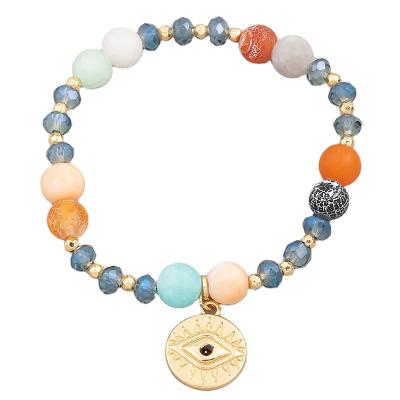 China nature lead free nickel free stone charm evileye gold jewelry fashion crystal bracelet for sale