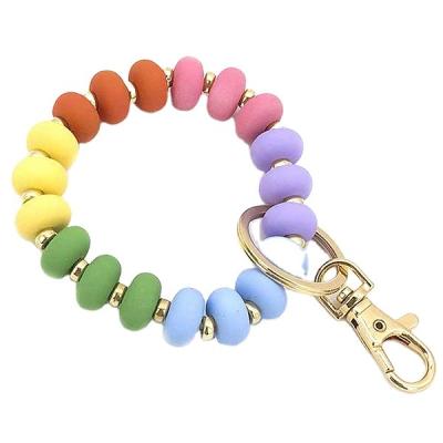 China Souvenir Gifts Promotion Wholesale Multi Color Cheap Beaded Key Chain Bracelet for sale