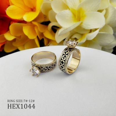 China Casual 14k/Sporty Gold Plated Over Brass Tribal Rings Hawaiian Diamond Ring Jewelry Wholesale for sale