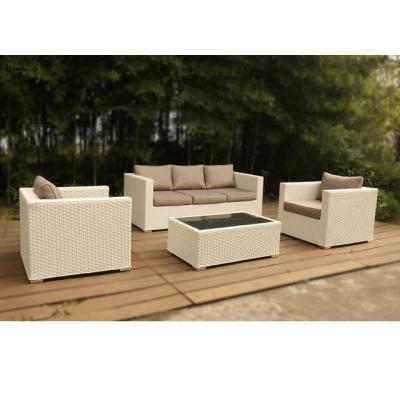 China Quality Modern Luxury White Outdoor Cushion Height Cushion Patio Rattan Garden Set Patio Rattan Cane Sofa Furniture for sale