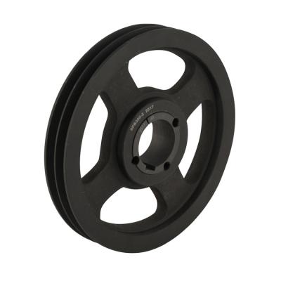 China Long Service Life Surface Phosphating Treatment Multi-grooved European Standard V Belt Pulley Flywheel With Taper Bushing for sale