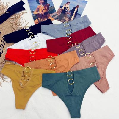 China Breathable and Comfortable Women's Panties Metal Antibacterial Ring Thong Manufacturer Customized Ladies Mid Size for sale