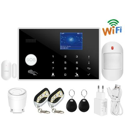 China 433MHz Home Burglar Alarm Wireless & Wired Detector RFID TFT Touch Keyboard 11 Languages Compatible Alexa Wifi GSM Alarm System for sale