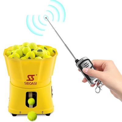 China 80W Yellow Tennis Feeding Machine , Mini Tennis Ball Server Speed Adjustable for sale