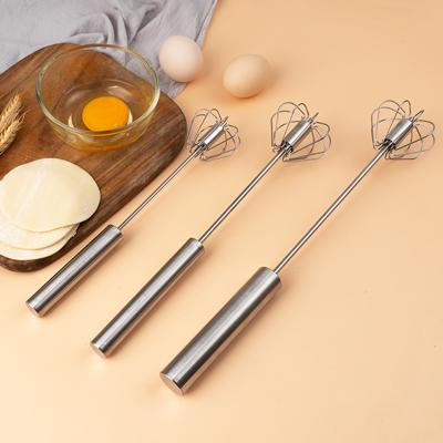 China Stored Stainless Steel Egg Beater Kitchen Tools Manual Semi Automatic Revolving Cooking Cream Mixer for sale