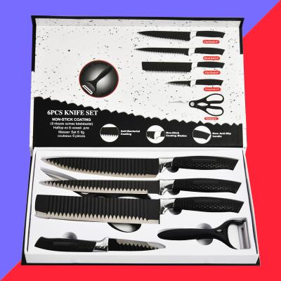 China Stocked 2021 Customized Logo Cooking Tools Stainless Steel 6pcs Kitchen Knife Sets for sale