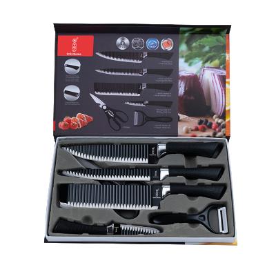 China High Quality Stocked Kitchen Knife Set Handle Wave Shaped Stainless Steel Non-Stick Paint Knife for sale