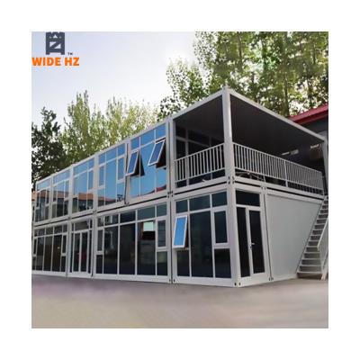 China Modern 2 Floors Prefab Container Homes Curtain Wall Living Container Home Flat Pack Glass Wall Office Prefab for sale