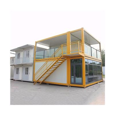 China Modern Customized Container Office Prefab House 2 Story Prefab Container House Glass Wall 2 Bedroom House for sale