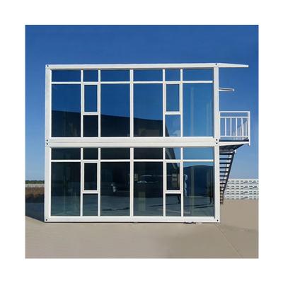 China 2020 Modern Prefab Flat Pack Glass Wall Container Home Office 2story Living House Modern Prefab Container Homes for sale