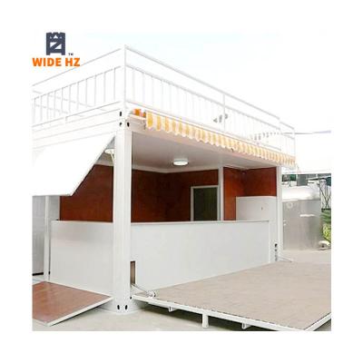 China Modern outdoor 20ft portable store container mobile cafe food bar coffee kiosk with terrace for sale for sale