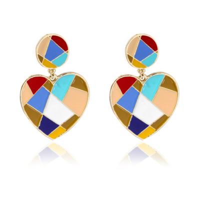 China BOHEMIA multi-color drop heart-shaped oil earrings jewelry combine creative popular earrings factory direct for sale