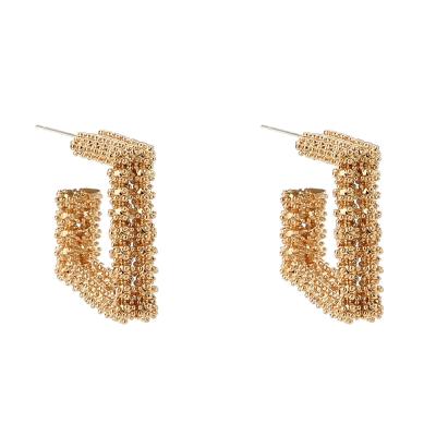 China BOHEMIA fashion pitting earrings adjust retro earrings geometric gold alloy border earrings for sale