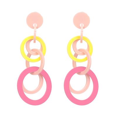 China New Acrylic Circle Hoop Earrings Women's Long Dangling Acrylic Earrings Jewelry For Women for sale